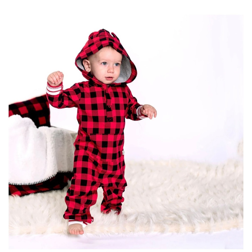 Snugabye - Buffalo Plaid Hooded Jumpsuit